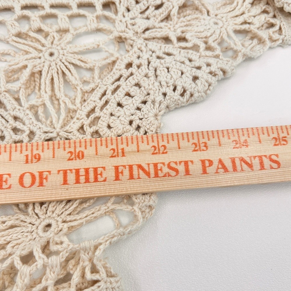 Wms Vintage Crochet Lace Top M Beige Floral Boho Festival Cottagecore - Picture 5 of 8